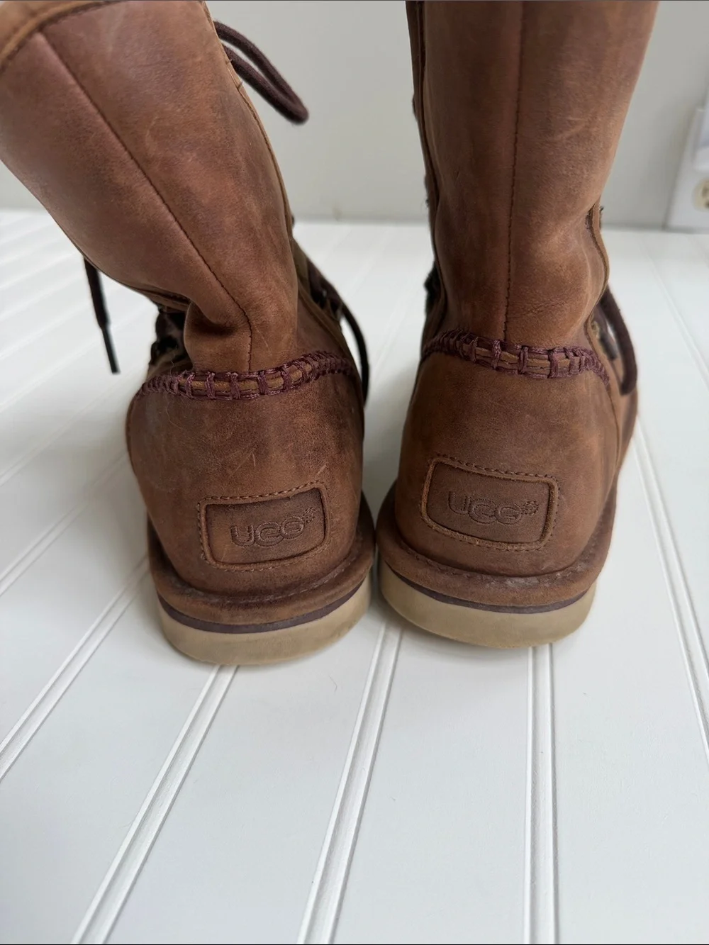 UGG Australia Men’s 1007710 Brown Shearling Lined Lace-Up Winter Boots Size 10
